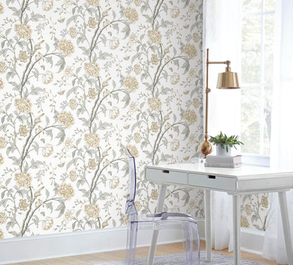 Blooms Second Edition Teahouse Floral Wallpaper - Neutral