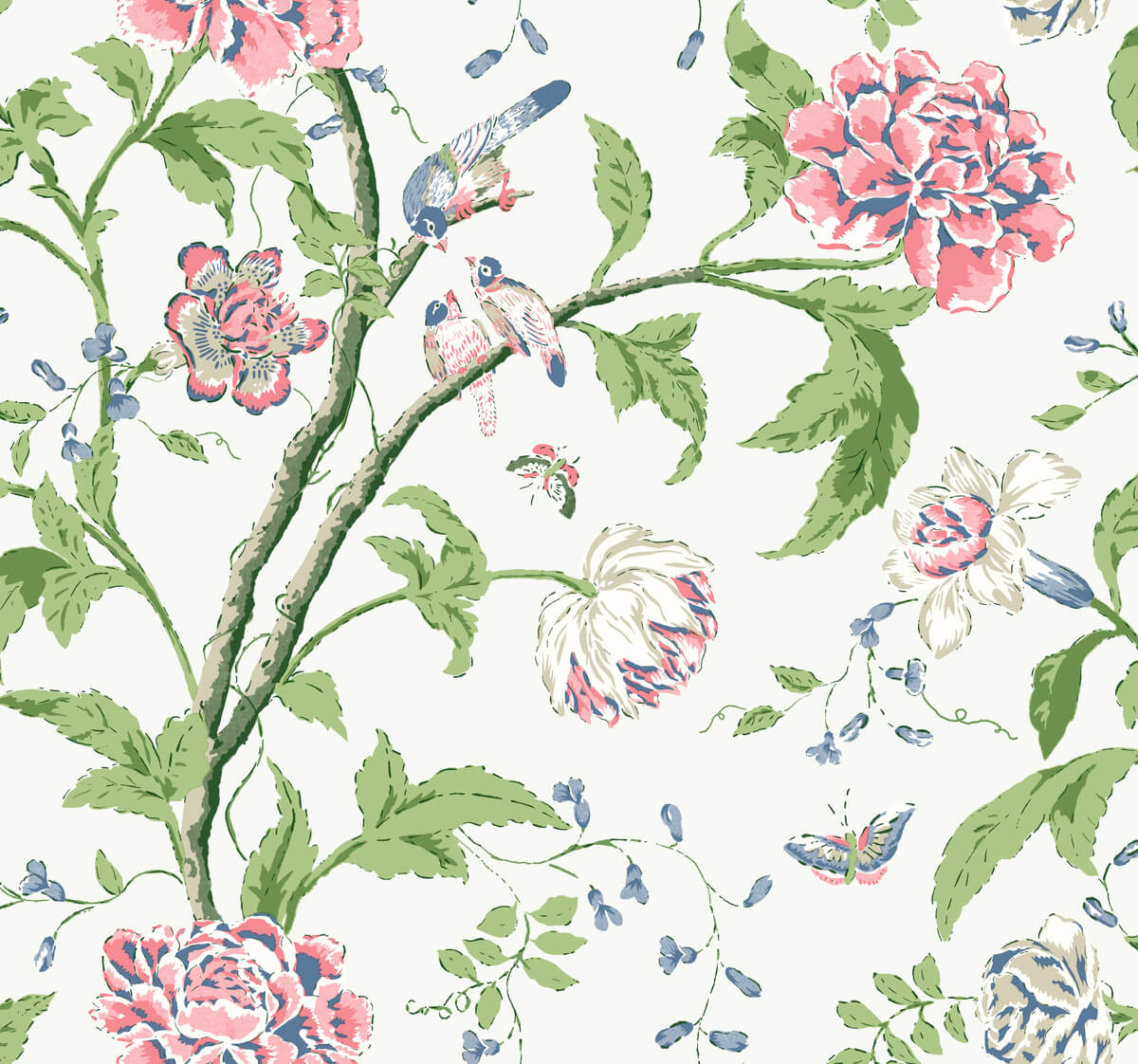 Blooms Second Edition Teahouse Floral Wallpaper - White & Blush