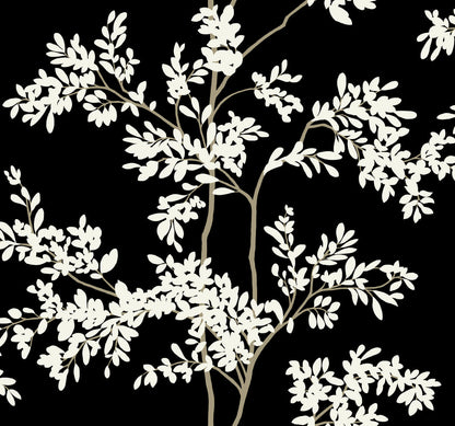 Blooms Second Edition Lunaria Silhouette Wallpaper - Black & White