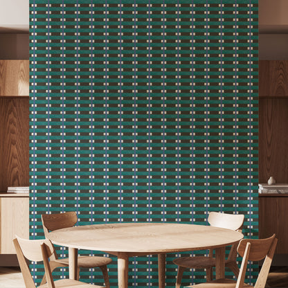 Mitchell Black Blessed Little Bungalow Lowcountry Sweetgrass Wallpaper - Black Teal