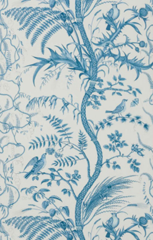Brunschwig & Fils Bird and Thistle Wallpaper - Blue