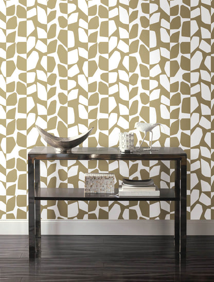 Black & White Resource Library Primitive Vines Wallpaper - Metallic Gold