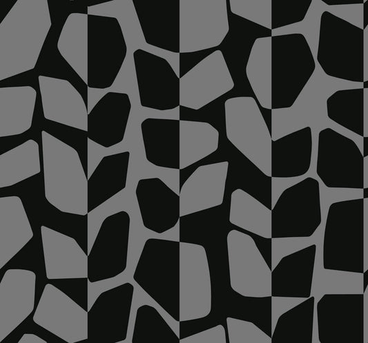 Black & White Resource Library Primitive Vines Wallpaper - Metallic & Black