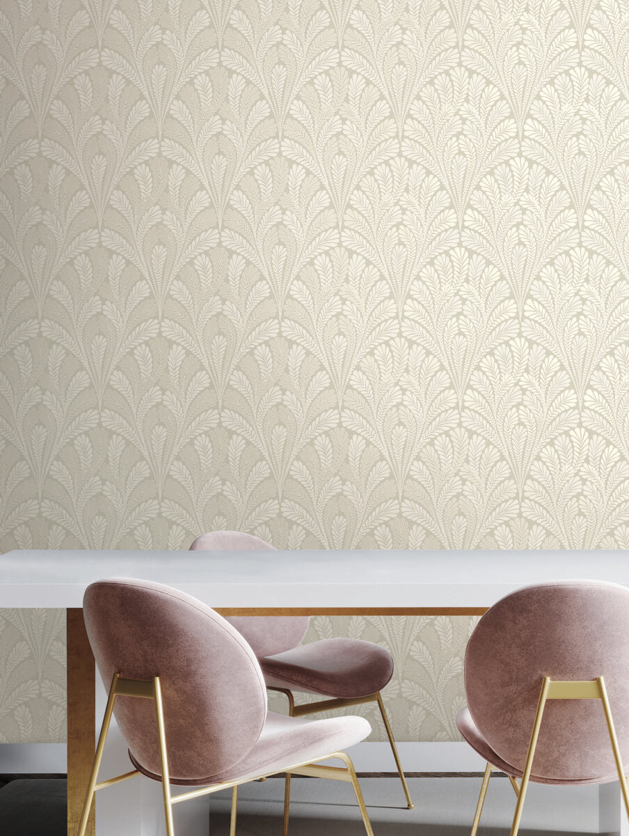 BW3952 Black & White Resource Library Shell Damask Wallpaper - Cream ...
