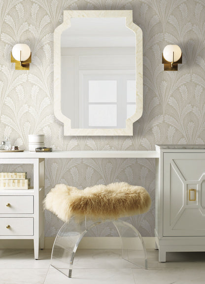Black & White Resource Library Shell Damask Wallpaper - Cream & Pearl