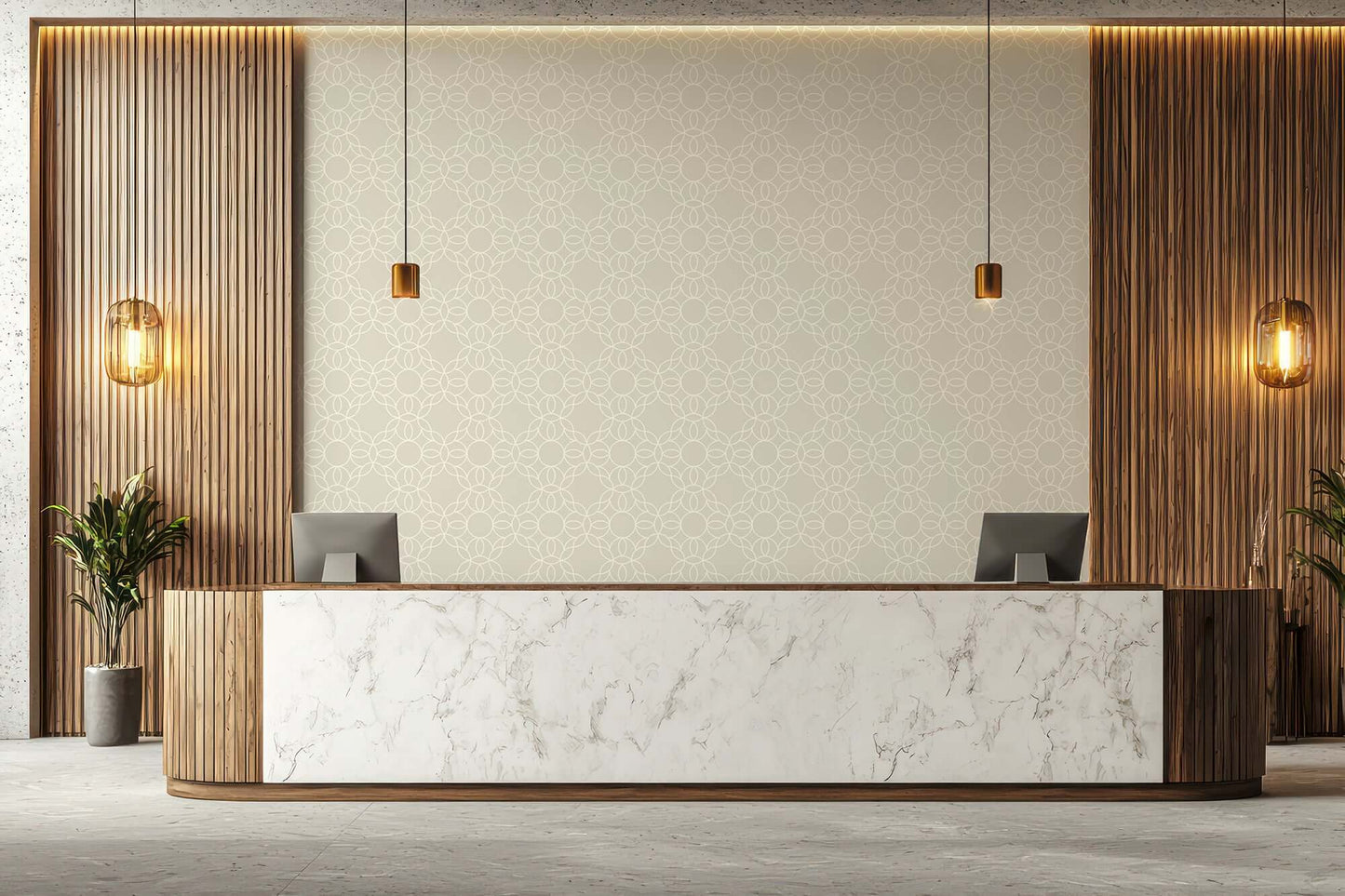 Mitchell Black Bloom Ring Wallpaper - Alabaster