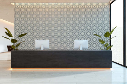 Mitchell Black Bloom Ring Wallpaper - Oxford Blue