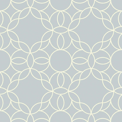 Mitchell Black Bloom Ring Wallpaper - Pale Mineral Blue