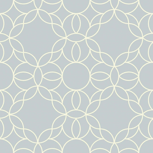 Mitchell Black Bloom Ring Wallpaper - Pale Mineral Blue
