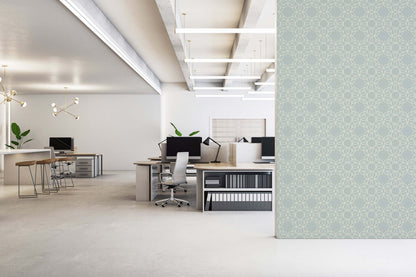 Mitchell Black Bloom Ring Wallpaper - Pale Mineral Blue