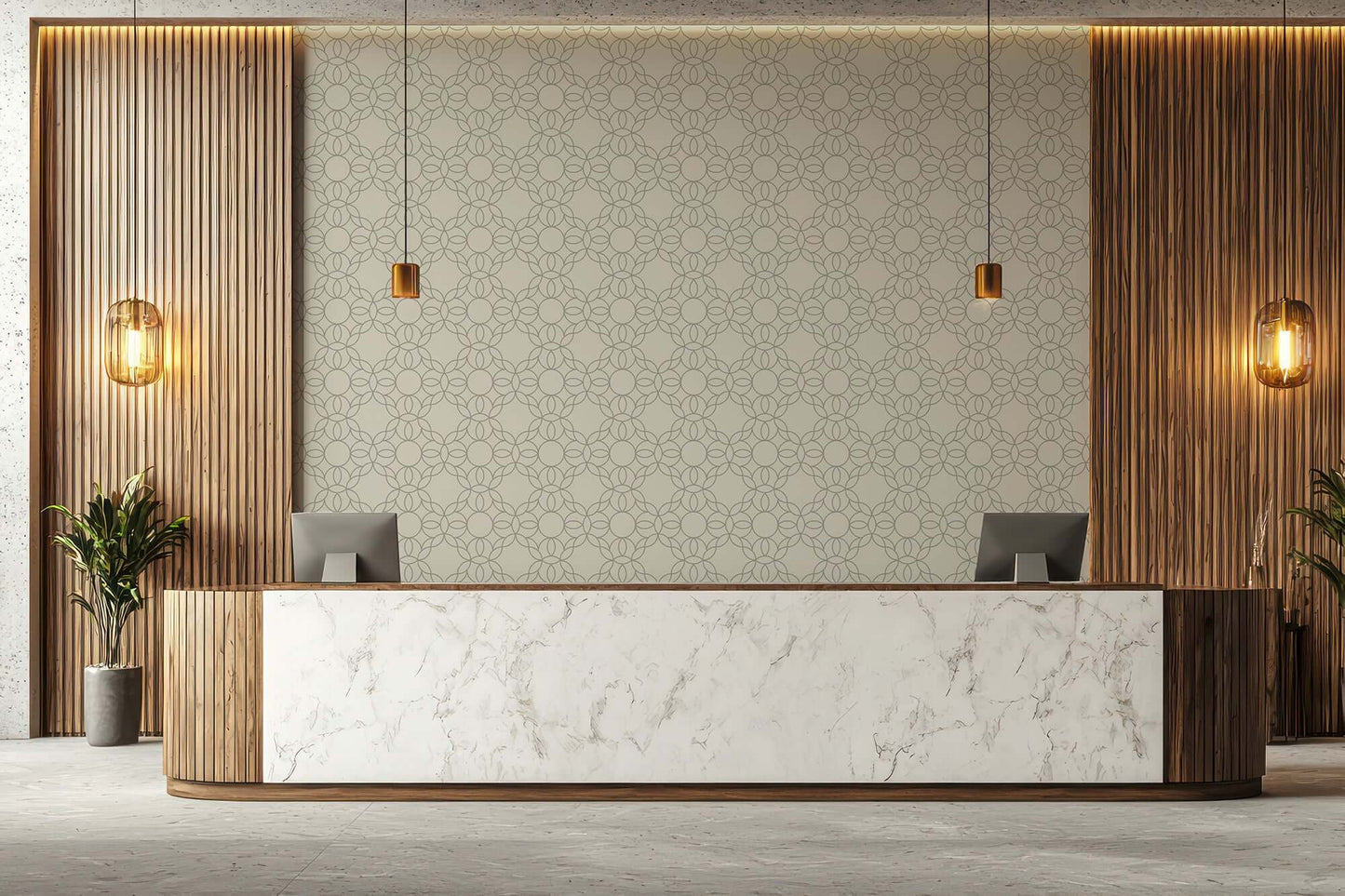 Mitchell Black Bloom Ring Wallpaper - Walnut
