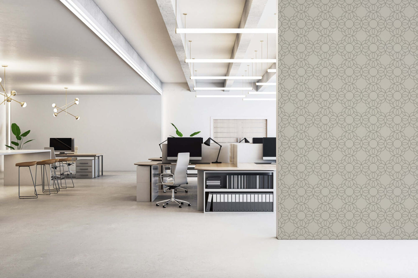 Mitchell Black Bloom Ring Wallpaper - Walnut