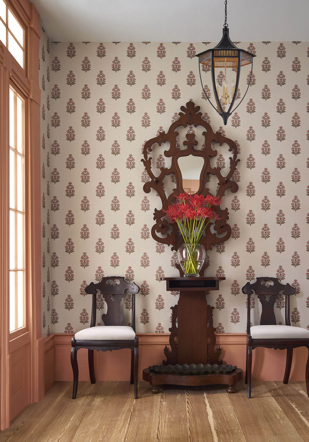 Thibaut Boxwood Audrey Wallpaper - Blush