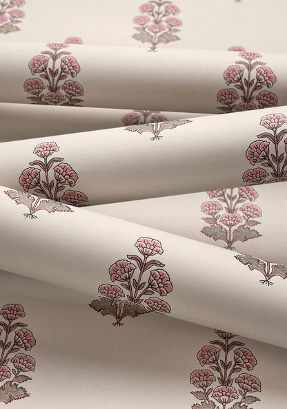 Thibaut Boxwood Audrey Wallpaper - Blush