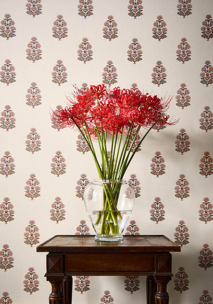 Thibaut Boxwood Audrey Wallpaper - Blush