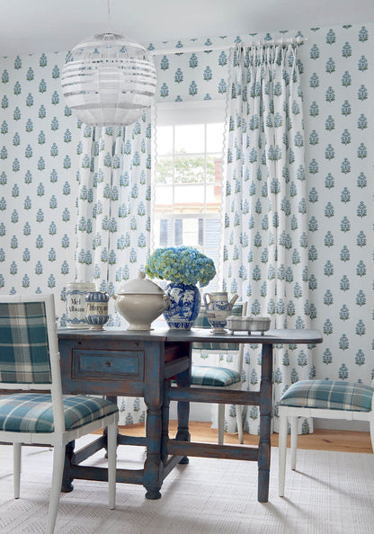 Thibaut Boxwood Audrey Wallpaper - Blue