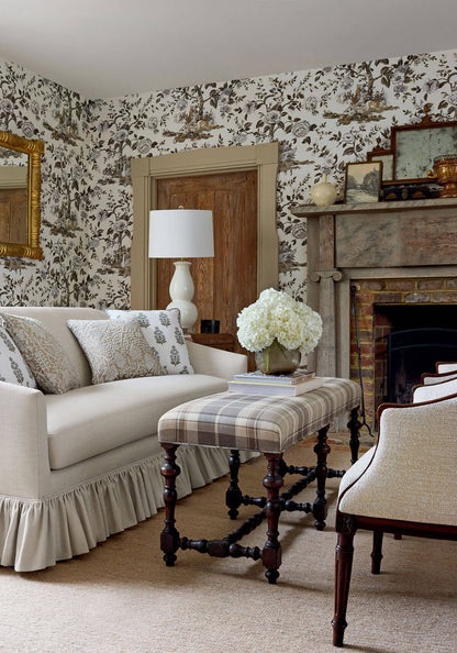 54 in. Thibaut Boxwood Forest Lodge Wallpaper - Brown & White