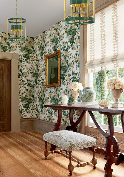 Thibaut Boxwood Hidcote Wallpaper - White