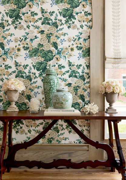 Thibaut Boxwood Hidcote Wallpaper - White