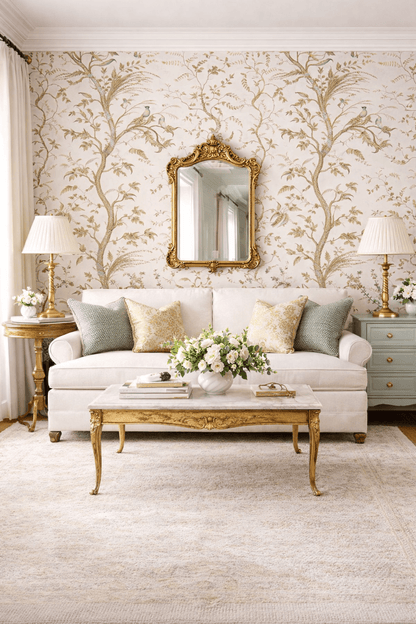 Brunschwig & Fils Bird and Thistle Wallpaper - Beige