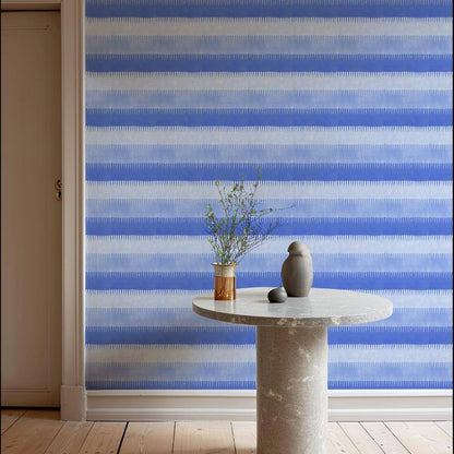Mitchell Black Cabana Stripe Wallpaper - Blues