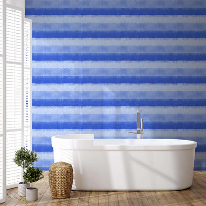 Mitchell Black Cabana Stripe Wallpaper - Blues