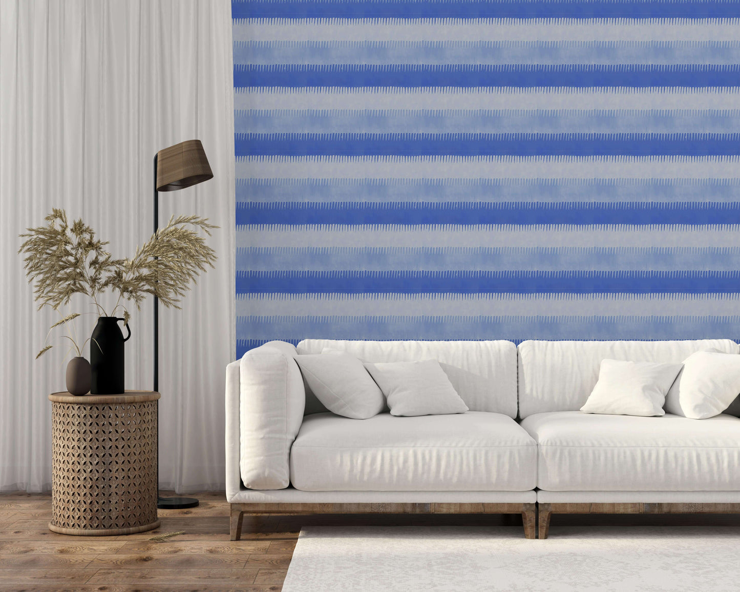 Mitchell Black Cabana Stripe Wallpaper - Blues