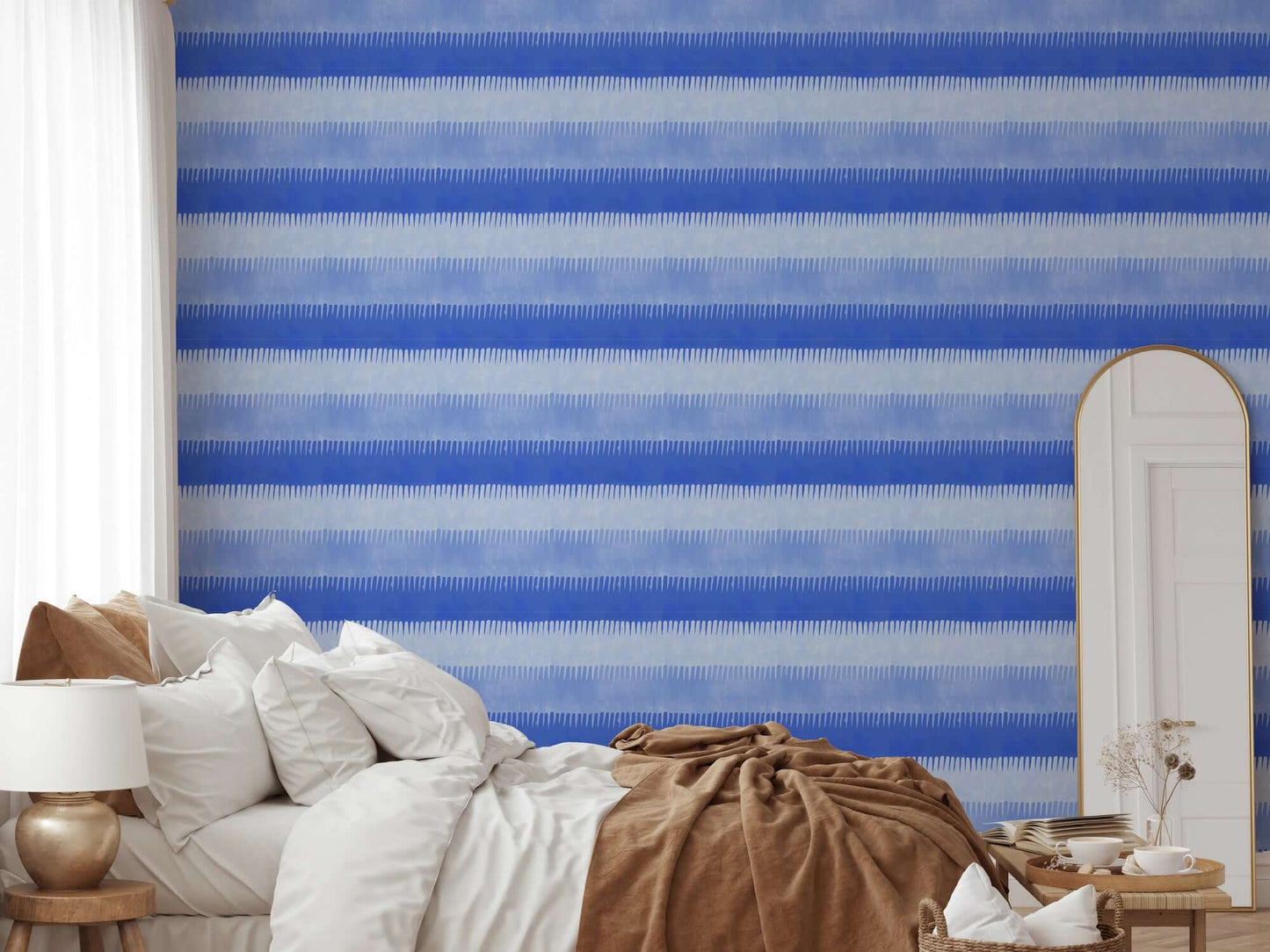 Mitchell Black Cabana Stripe Wallpaper - Blues