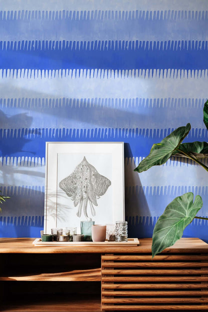 Mitchell Black Cabana Stripe Wallpaper - Blues