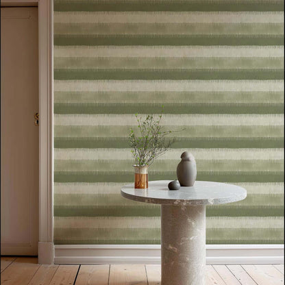 Mitchell Black Cabana Stripe Wallpaper - Olives