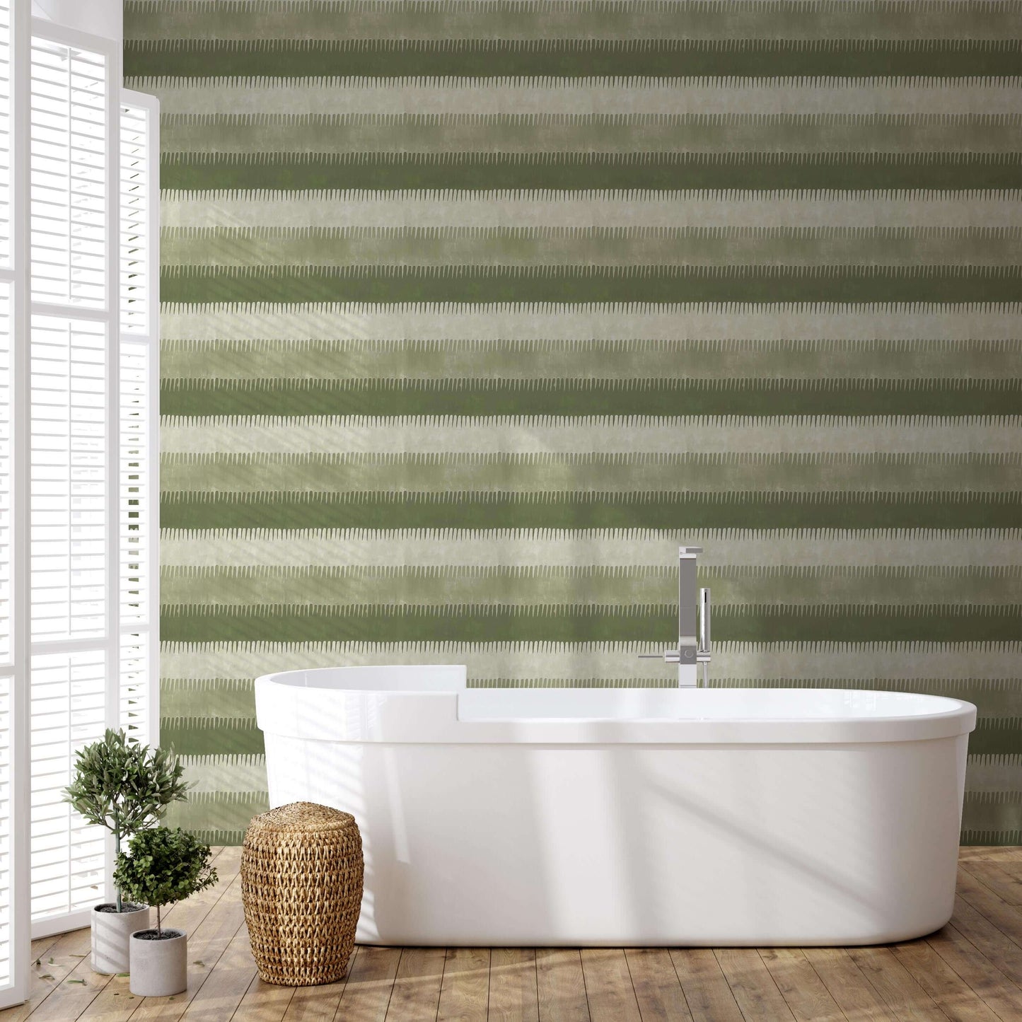 Mitchell Black Cabana Stripe Wallpaper - Olives