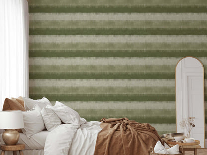 Mitchell Black Cabana Stripe Wallpaper - Olives