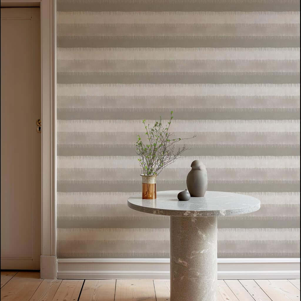 Mitchell Black Cabana Stripe Wallpaper - Tans