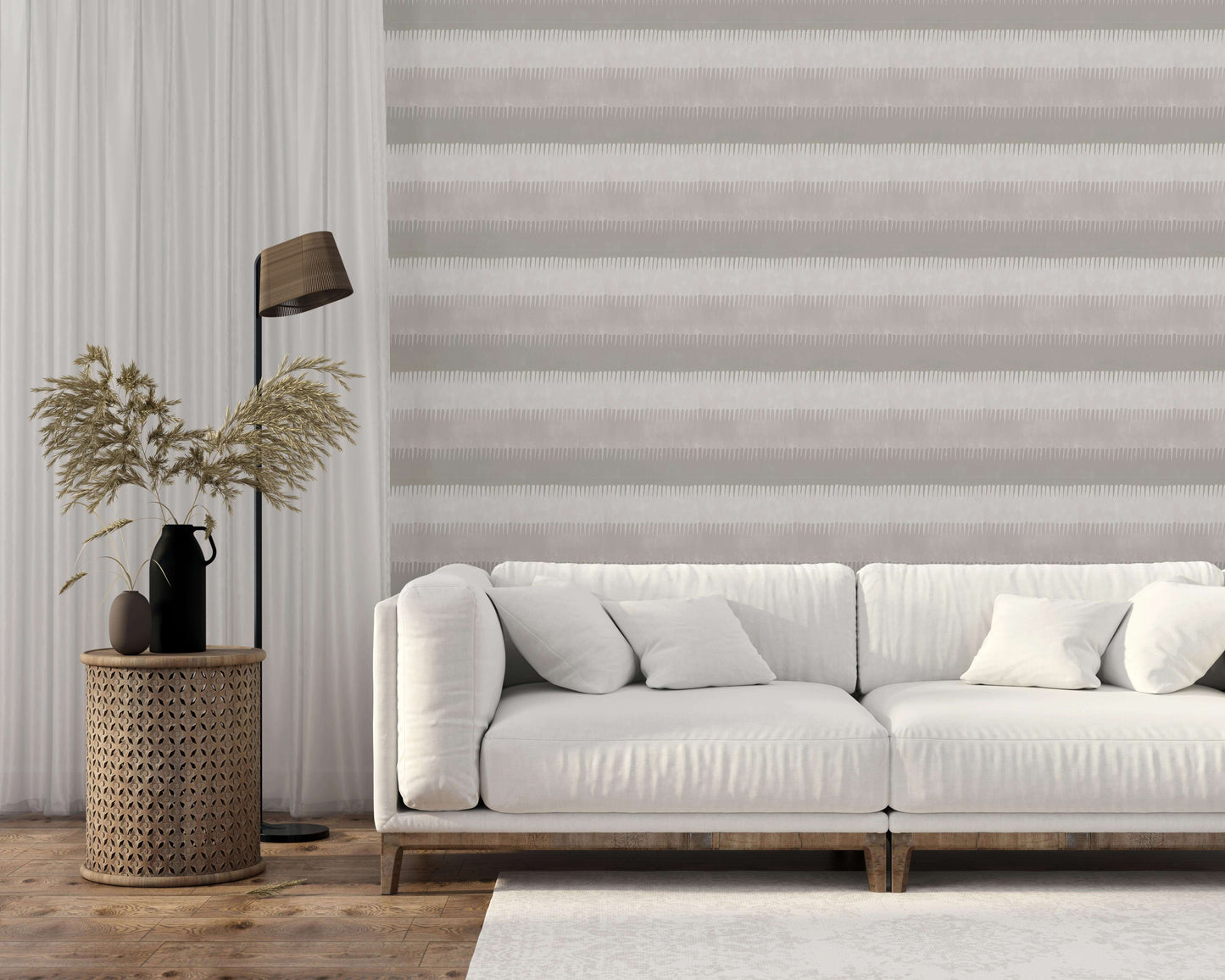 Mitchell Black Cabana Stripe Wallpaper - Tans