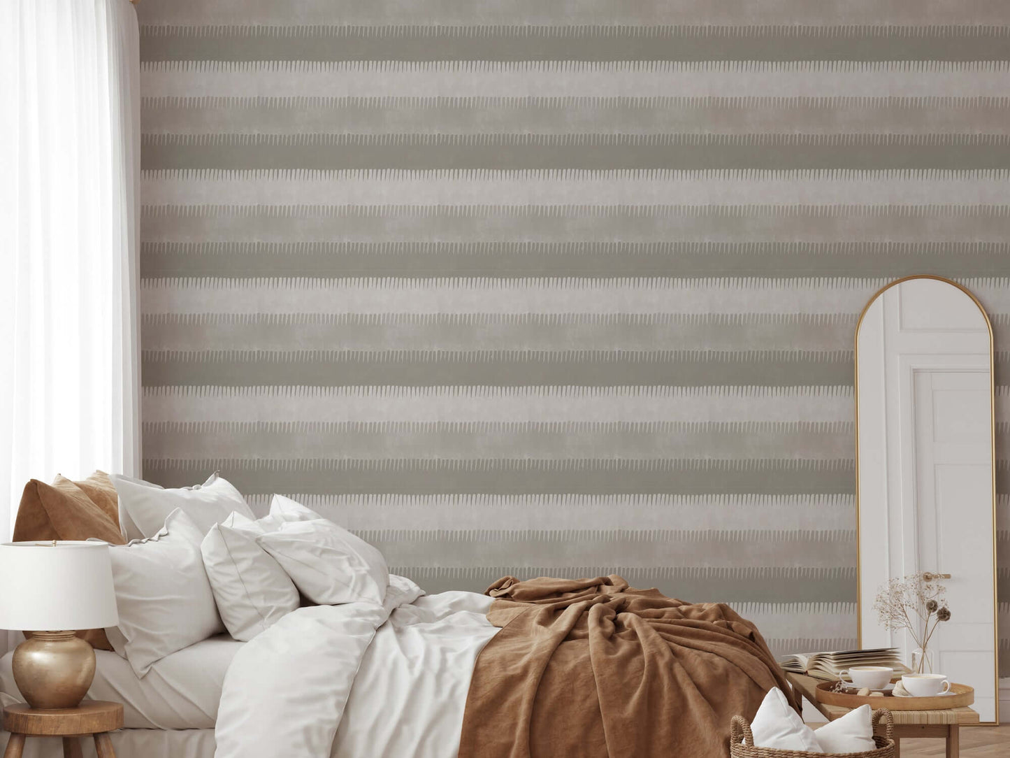 Mitchell Black Cabana Stripe Wallpaper - Tans