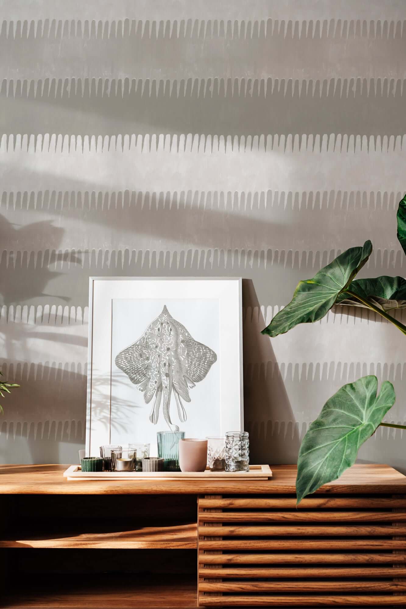 Mitchell Black Cabana Stripe Wallpaper - Tans