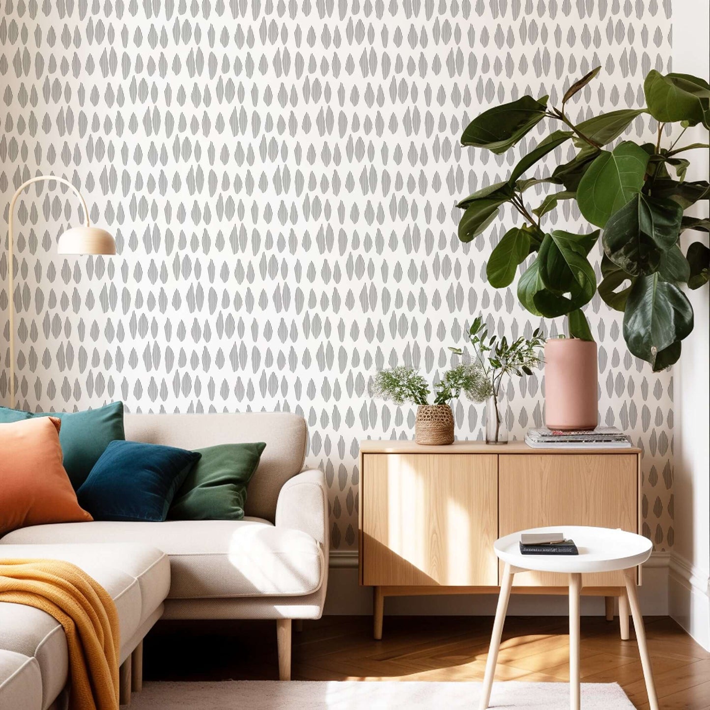 Mitchell Black Lome Cascade Wallpaper - Charcoal