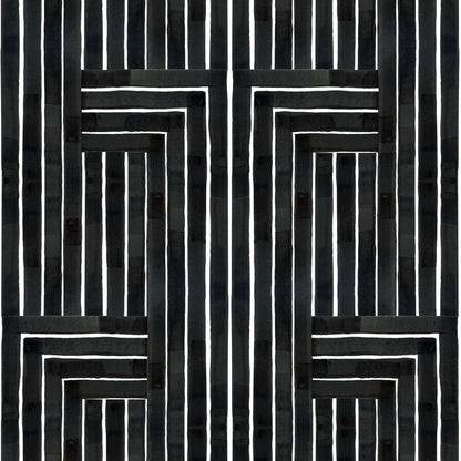 Mitchell Black Organic Chiseled Wallpaper - Black