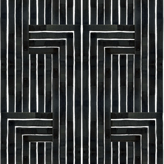Mitchell Black Organic Chiseled Wallpaper - Black
