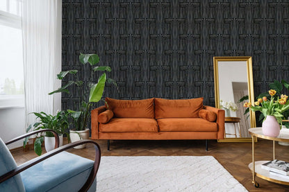 Mitchell Black Organic Chiseled Wallpaper - Black