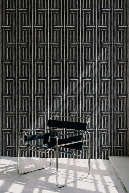 Mitchell Black Organic Chiseled Wallpaper - Black