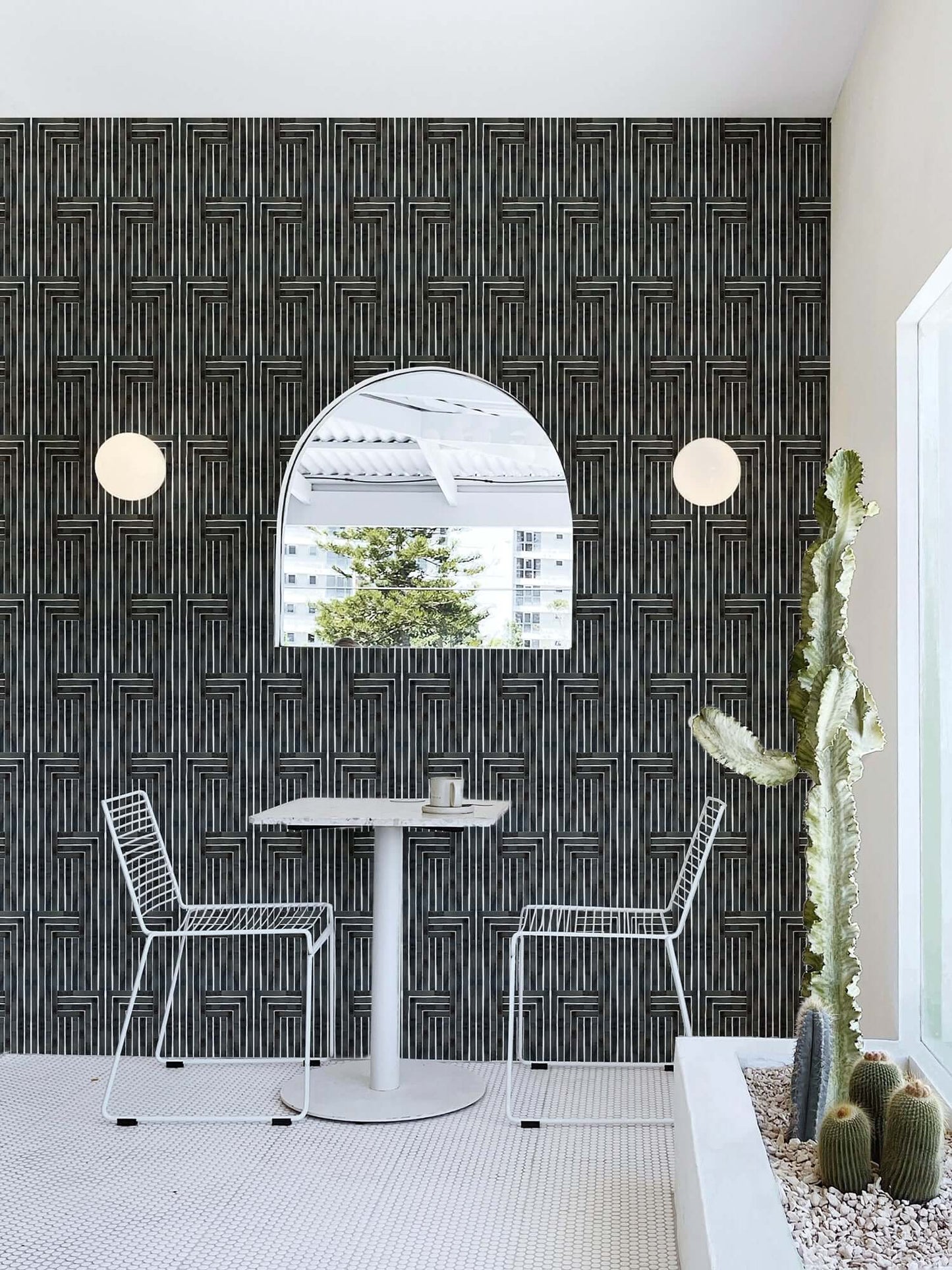 Mitchell Black Organic Chiseled Wallpaper - Black