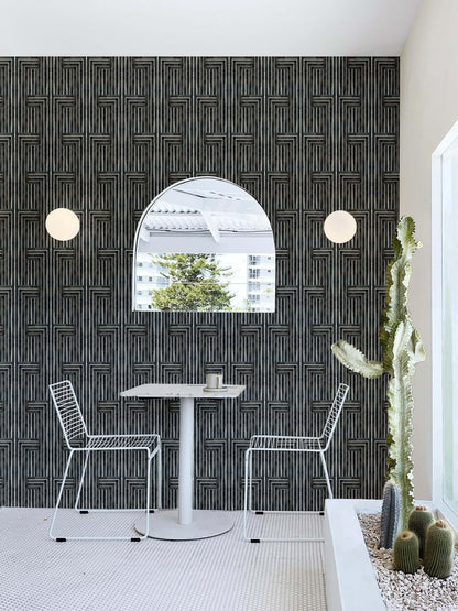 Mitchell Black Organic Chiseled Wallpaper - Black