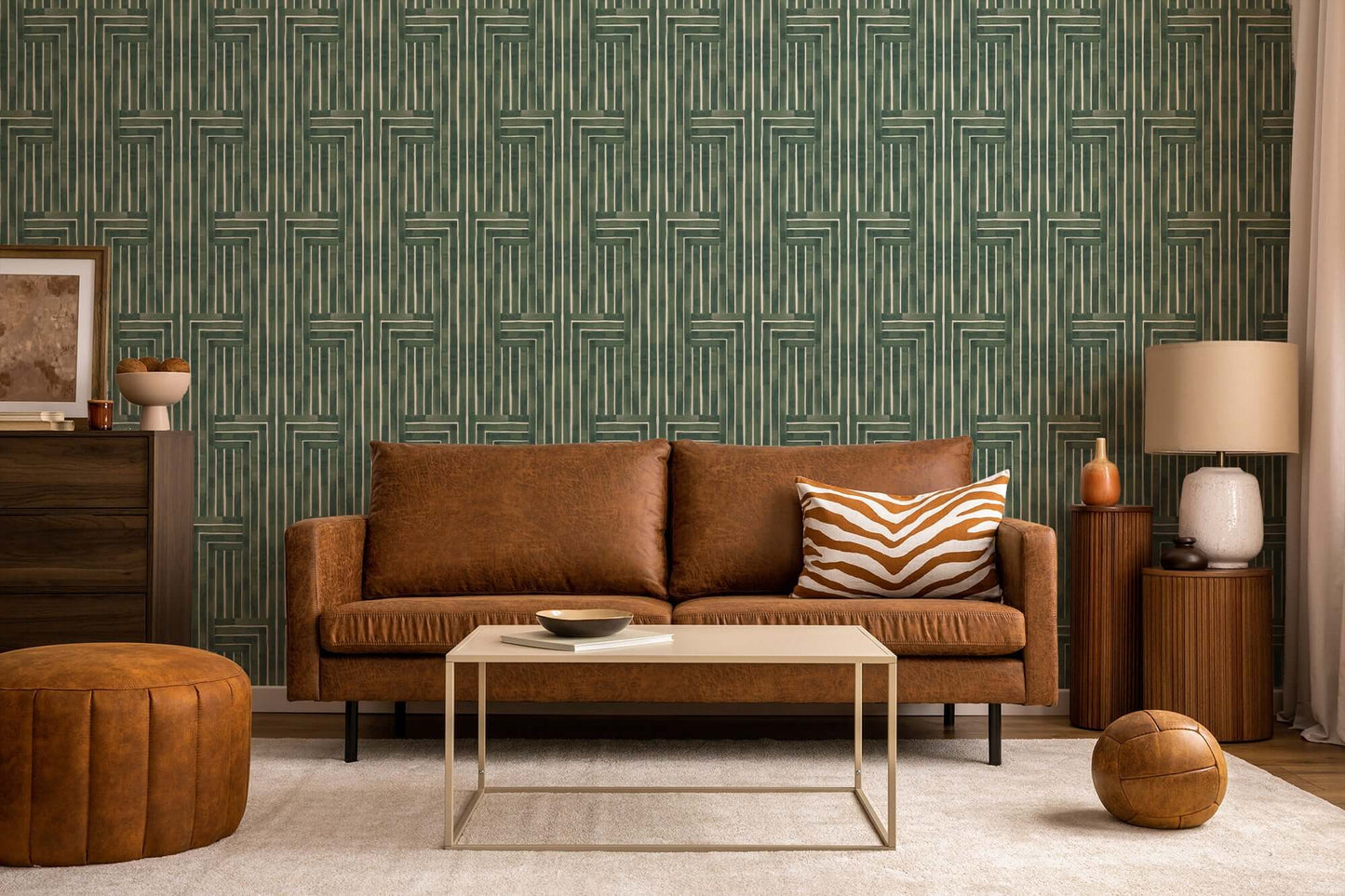 Mitchell Black Organic Chiseled Wallpaper - Emerald