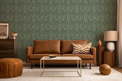 Mitchell Black Organic Chiseled Wallpaper - Emerald