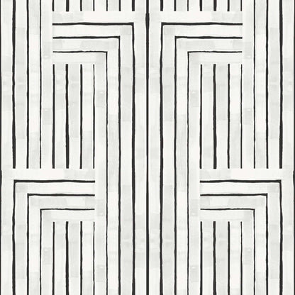 Mitchell Black Organic Chiseled Wallpaper - Marble White
