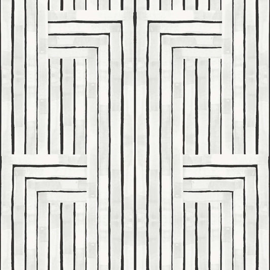 Mitchell Black Organic Chiseled Wallpaper - Marble White