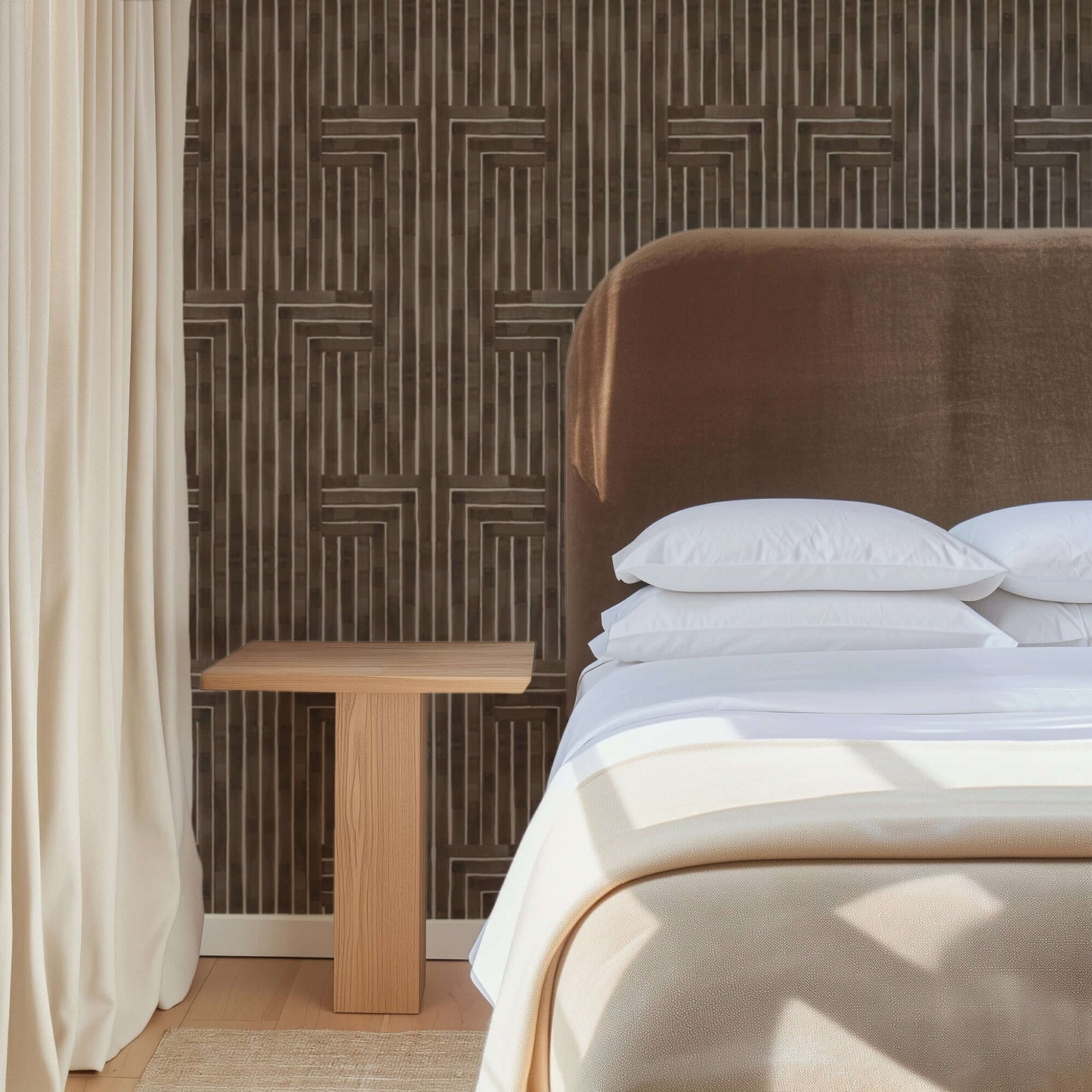 Mitchell Black Organic Chiseled Wallpaper - Sepia
