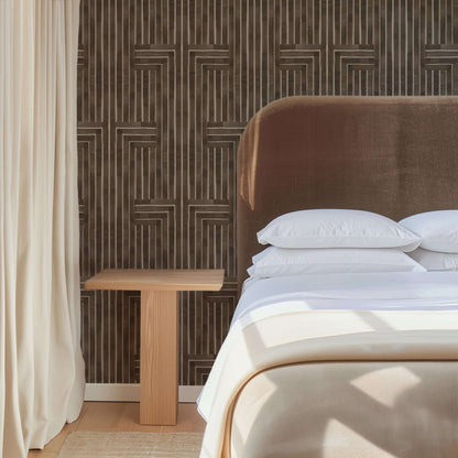 Mitchell Black Organic Chiseled Wallpaper - Sepia