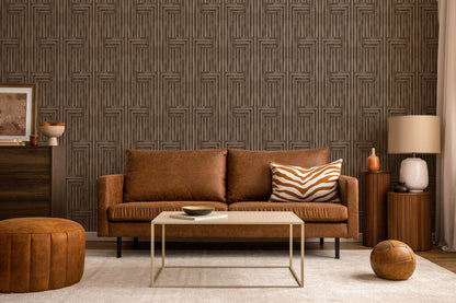 Mitchell Black Organic Chiseled Wallpaper - Sepia